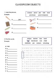 English Worksheet: CLASSROOM OBJECTS