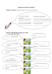 English Worksheet: Questions and short answers