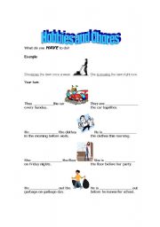 English worksheet: Chores and Hobbies