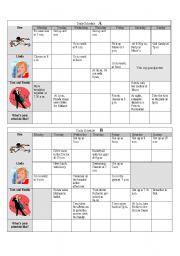 English Worksheet: Daily Schedule A and B