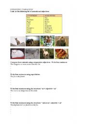 English worksheet: Comparing animals 