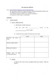 English Worksheet: American civil war webquest