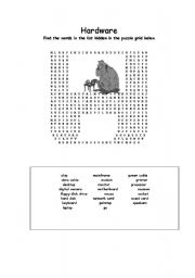 English Worksheet: wordsearch - hardware