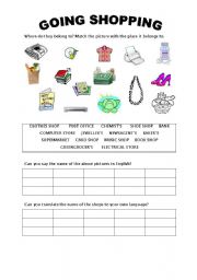 English Worksheet: GOING SHOPPING