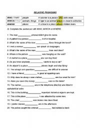 English Worksheet: RELATIVE PRONOUNS