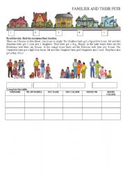 English Worksheet: Families and their pets 1