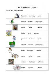 English worksheet: jop