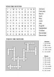 English Worksheet: Months of the year puzzles