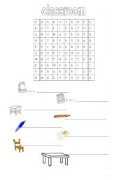 English worksheet: wordsearch classroom vocab