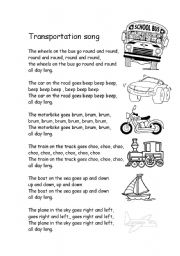 English Worksheet: transportation song