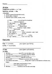 English Worksheet: FEW AND LITTLE