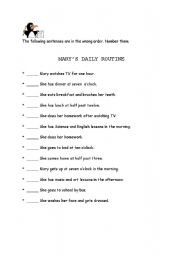 English Worksheet: daily routine