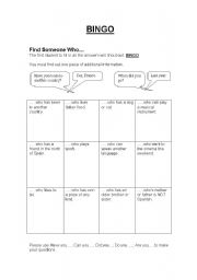 English Worksheet: Bingo 