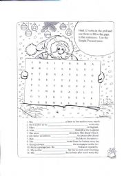 English Worksheet: Christmas -  Present Simple - 3rd person singular