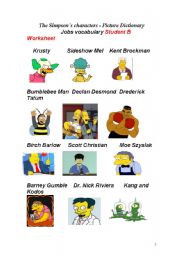 English Worksheet: The Simpsons Jobs - Part B