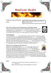 English Worksheet: Bonfire Night