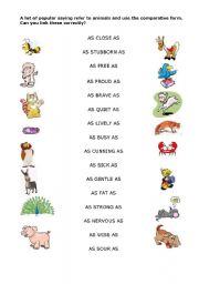 English Worksheet: Idioms of comparison - animals