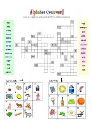 English Worksheet: ALPHABET CROSSWORD