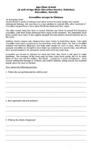 English Worksheet: BBC article about Vietnam floods 2007