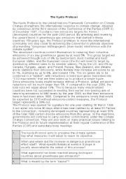 English Worksheet: the kyoto protocol