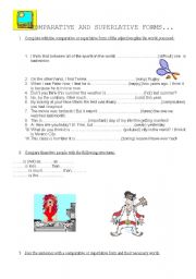 English worksheet: comparative and superlative