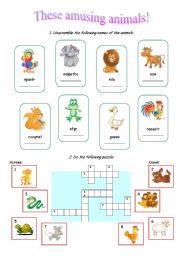 English Worksheet: Amusing Animals