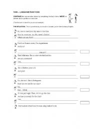 English worksheet: BASIC LANGUAGE FUNCTIONS