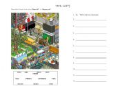English Worksheet: There is There are (the city)