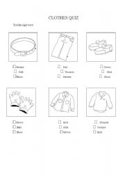 English worksheet: clothing worksheet