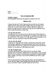 English Worksheet: Test for 6th grade - reading + writing + grammer