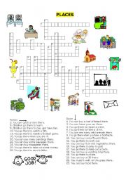 English Worksheet: places in a town crossword