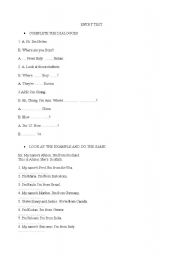 English worksheet: entry test 2