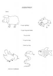 English worksheet: animals