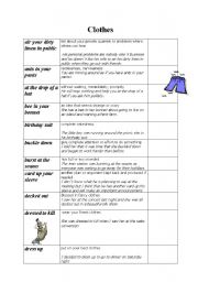 English Worksheet: Clothes Idioms