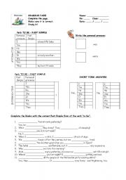English Worksheet: Grammar Page - Past 