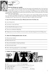 English Worksheet: Shopping and Prepositions