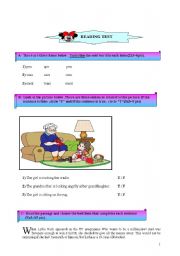 English Worksheet: reading