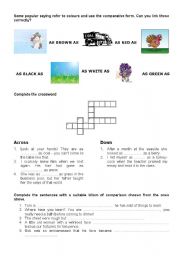 English Worksheet: Idioms of comparison - Colours