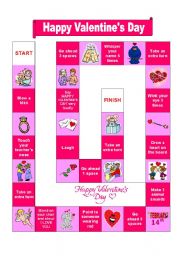 English Worksheet: VALENTINES DAY BOARDGAME