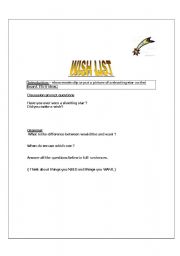 English worksheet: Wish List