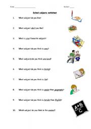 English Worksheet: School subjects worksheet
