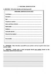 English Worksheet: personal ID