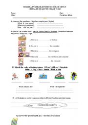 English worksheet: am exam for garde 5