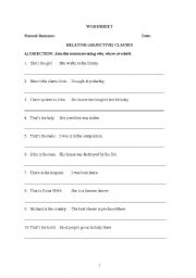 English Worksheet: Relative Clauses