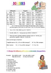 English Worksheet: Questions with do does when where why