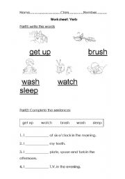 English Worksheet: easy daily routine