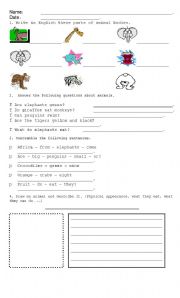 English worksheet: Animals