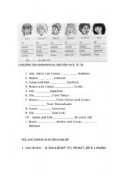 English worksheet: Complete the sentences with the verb to be