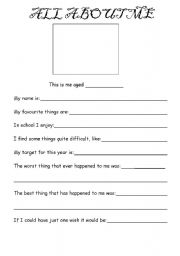 English worksheet: About me