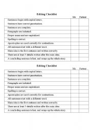 English Worksheet: Editing Checklist